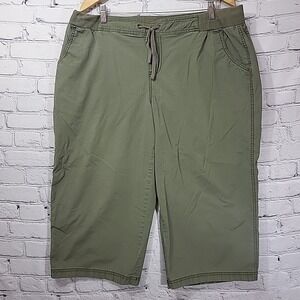 Lane Bryant Capri Pants Womens 18 Olive Army Green Drawstring Garden Casual
